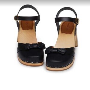 Anthropologie Swedish Hasbeens NWT Bow Covered Sandal  clog Best Style🌈🌸